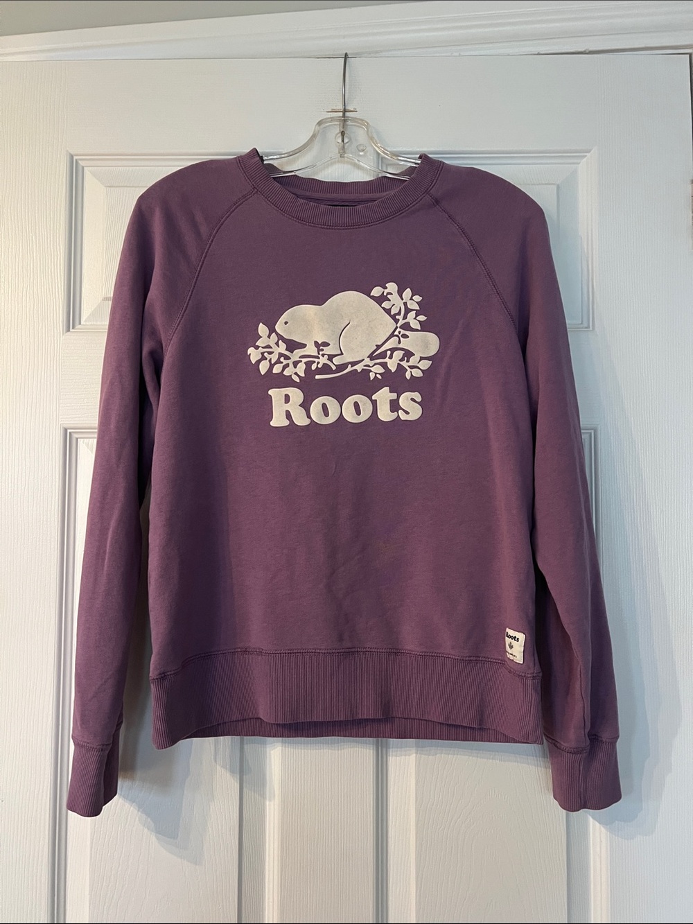 Roots Lavender-Purple Crewneck Sweatshirt with White Logo